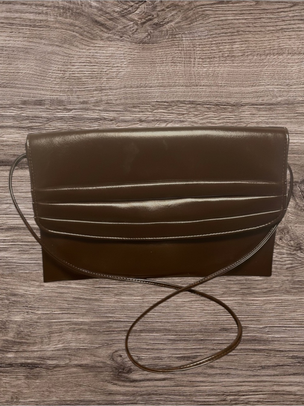 Vintage 80s Chocolate Brown Convertible Clutch Bag | YKK Vanity Mirror Crossbody